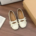 Women's Silver Mary Jane Ballet Flats – Vintage Bow Dress Shoes Mary Jane Ballet Flats Axl Beige 38