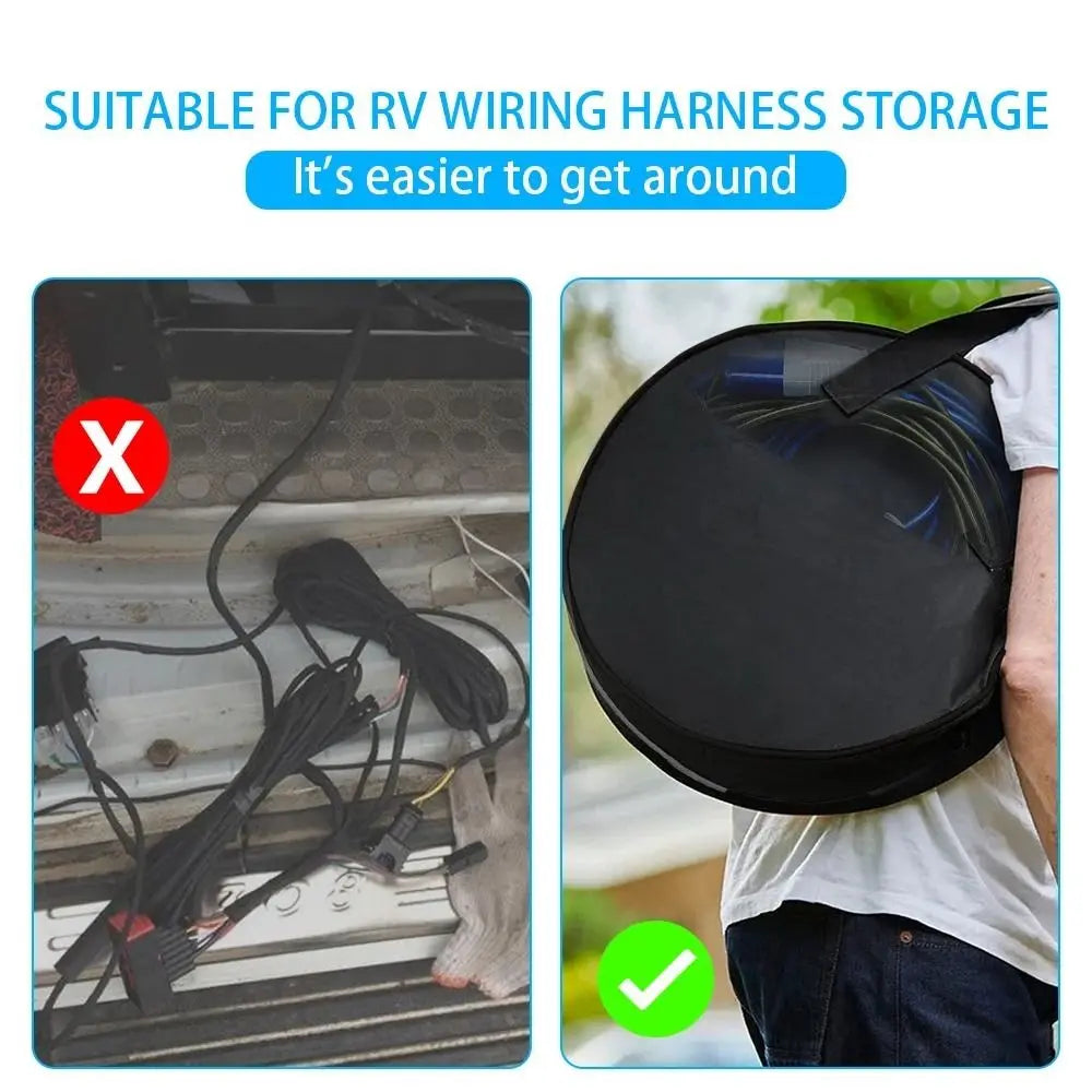 Round Waterproof Oxford Cloth Cable & Tool Storage Bag Organizer Cable Storage Bag Axl