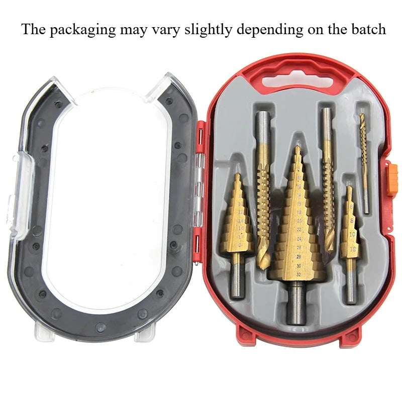 6-Piece Step Drill Bit Set – 4-12 to 4-32mm Wood Hole Saw Kit Step Drill Bit Set Axl redbox-1set