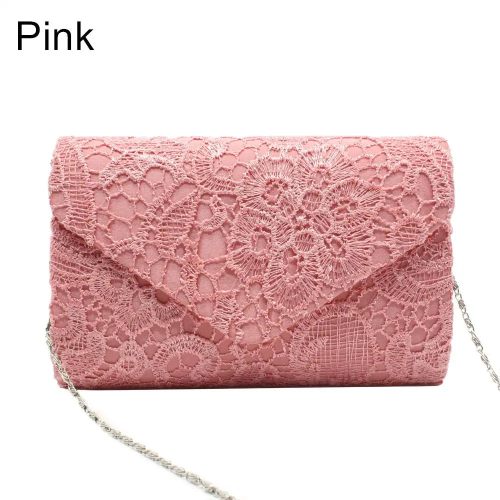 Women's Lace Clutch Bag – Evening Party & Wedding Purse Lace Clutch Bag Axl pink