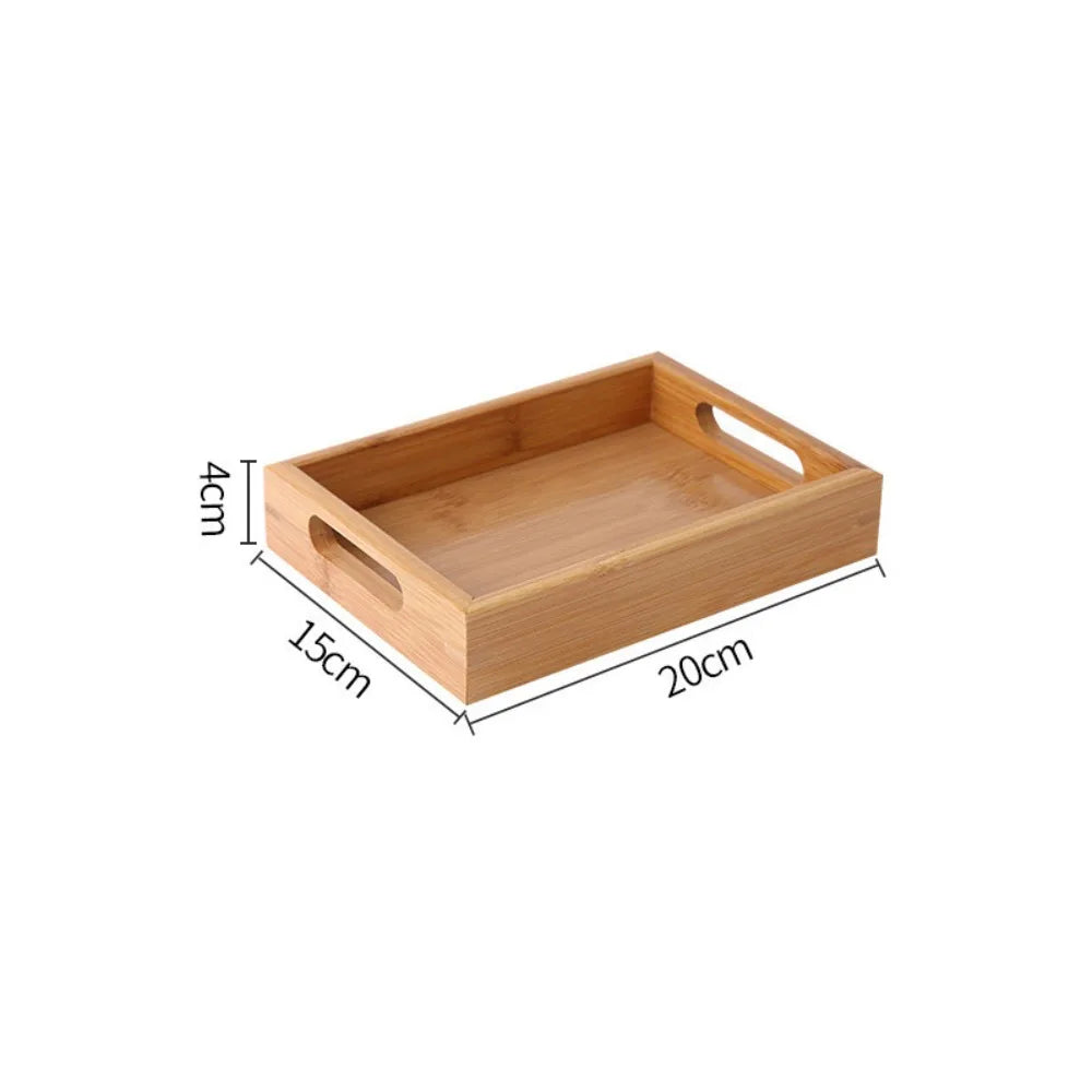 Retro Bamboo Storage Tray Organizer – Coffee Table & Tea Tray Bamboo Serving Tray Axl 20-15-4cm