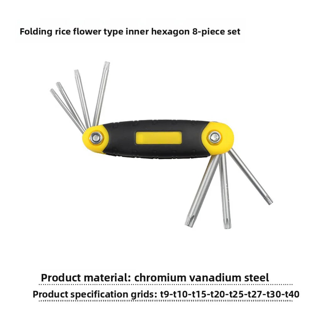 8-in-1 Folding Hex Key Wrench Set – Metric Chrome Vanadium Folding Wrench Set Axl set B China Mainland