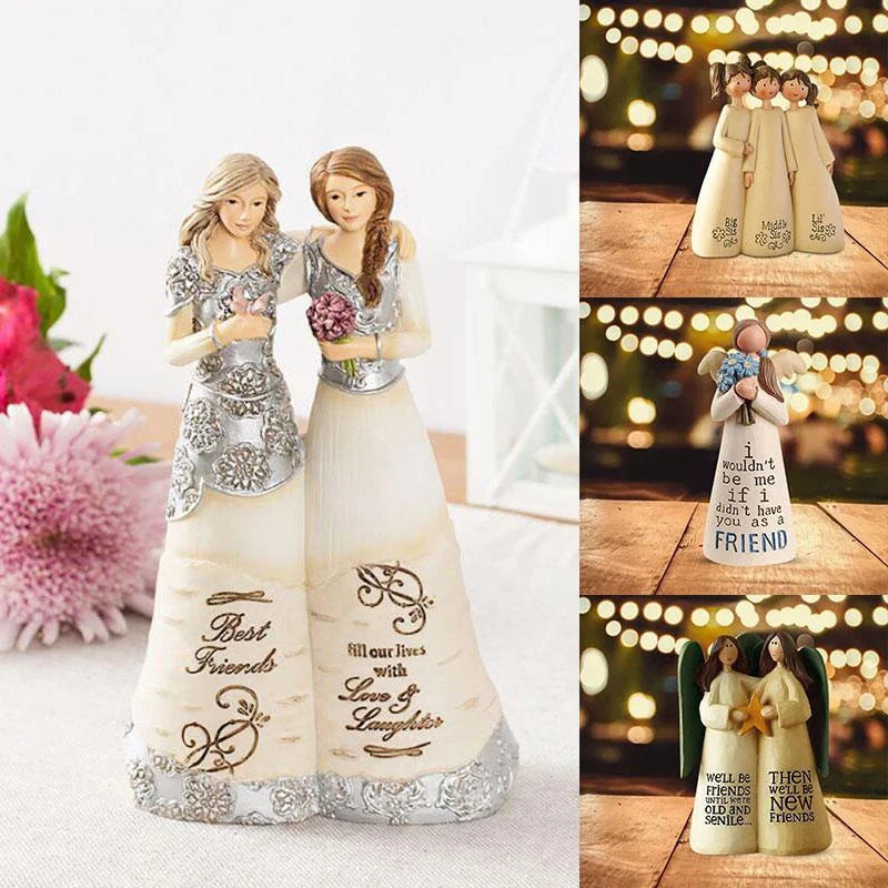 Resin Angel Friendship Figurine – Sister & Friend Gift Decor Decorative Figurine Axl