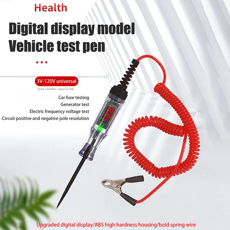 Digital LED Circuit Tester 5-120V Backlit Auto Voltage Tool Circuit Tester Axl