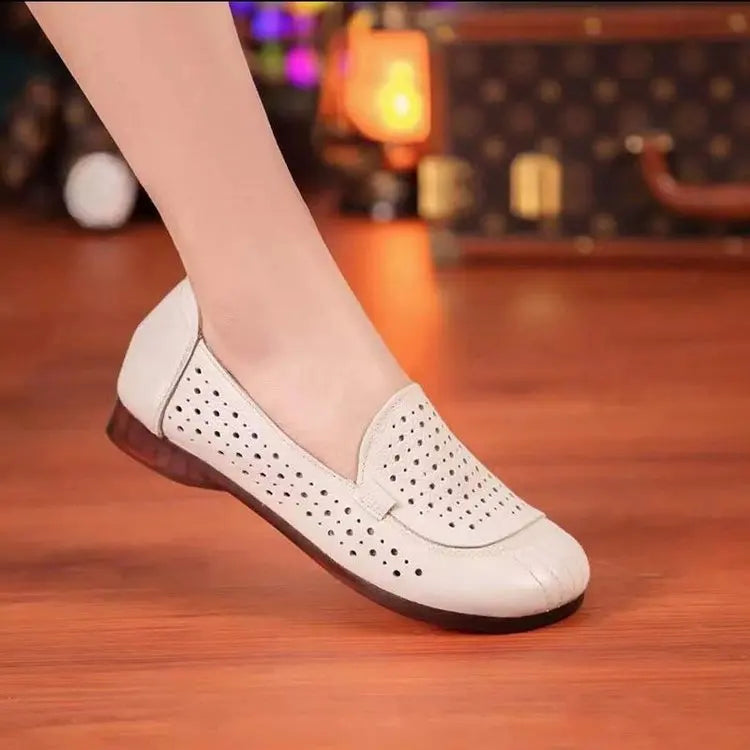 Women's Slip-On Mesh Sandals – Soft Sole Low Heel Flats Women's Flat Sandals Axl White 36