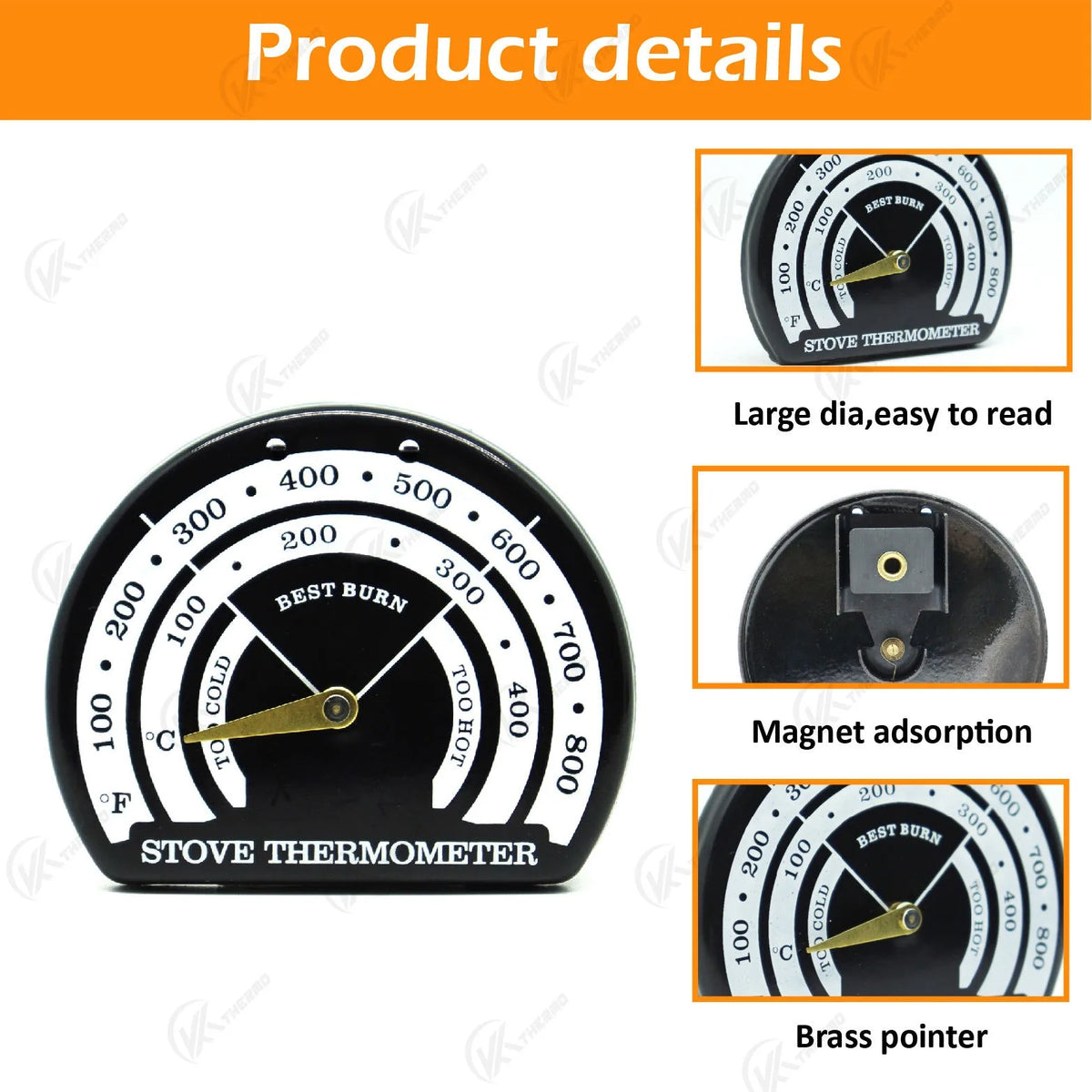 Magnetic Stove Thermometer for Wood Burning & Pellet Stoves Stove Thermometer Axl