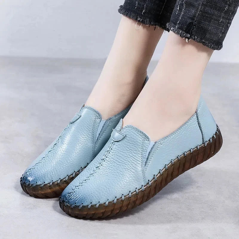 Women's Genuine Leather Loafers – Soft Sole Casual Flat Shoes Leather Loafer Flats Axl