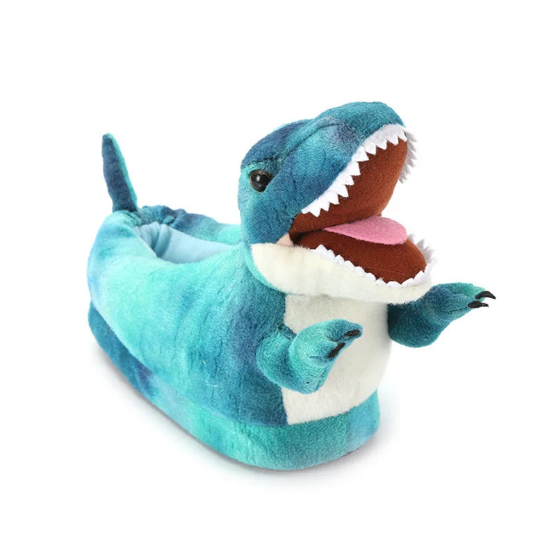 Dinosaur Furry Slippers – Kids & Adult Animal Slides Animal Plush Slippers Axl