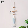 Wooden Fish String Pendant – Carved Sea Fish Hanging Decor Wood Hanging Decor Axl A2