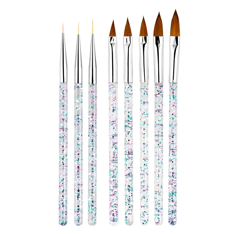 Nail Art Brush Set 8/12/20 Pc – Pointed Line & Detail Brushes Nail Art Brush Set Axl G