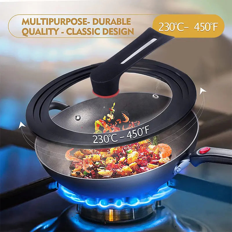 Silicone Universal Pan Lid – Tempered Glass Cookware Cover Cookware Lid Axl