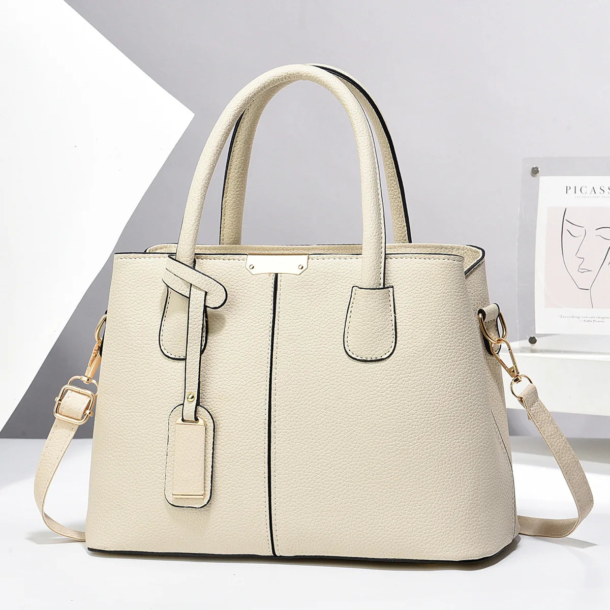 Women's PU Leather Tote Bag – Large Shoulder & Crossbody Purse Women's Leather Handbag Axl