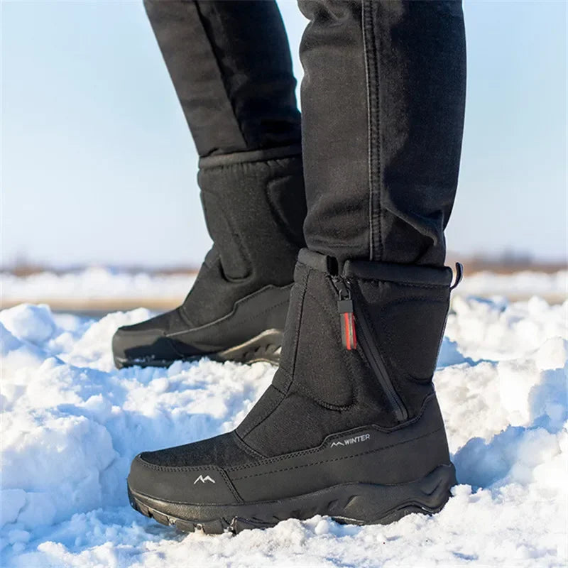 Men's Large Size Warm Plush Snow Boots – Winter High-Top Men's Snow Boots Axl