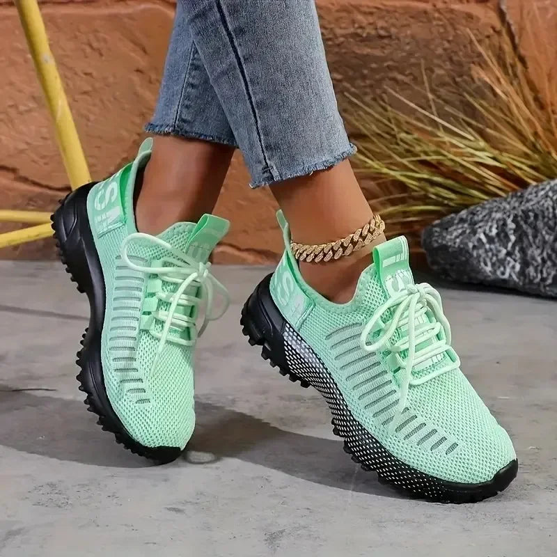 AZGB Women's Breathable Knit Sneakers – Lace-Up Walking Shoes Women's Sneakers Axl