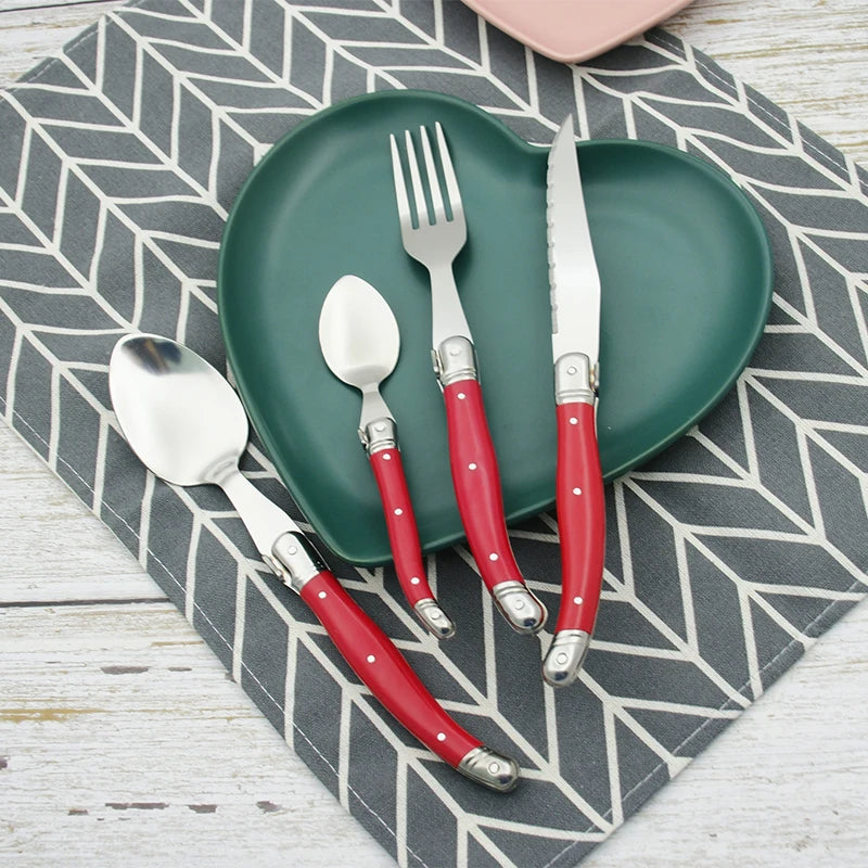 Rainbow Laguiole Cutlery Set 4–24 Pcs | Stainless Steel Flatware Flatware Set Axl