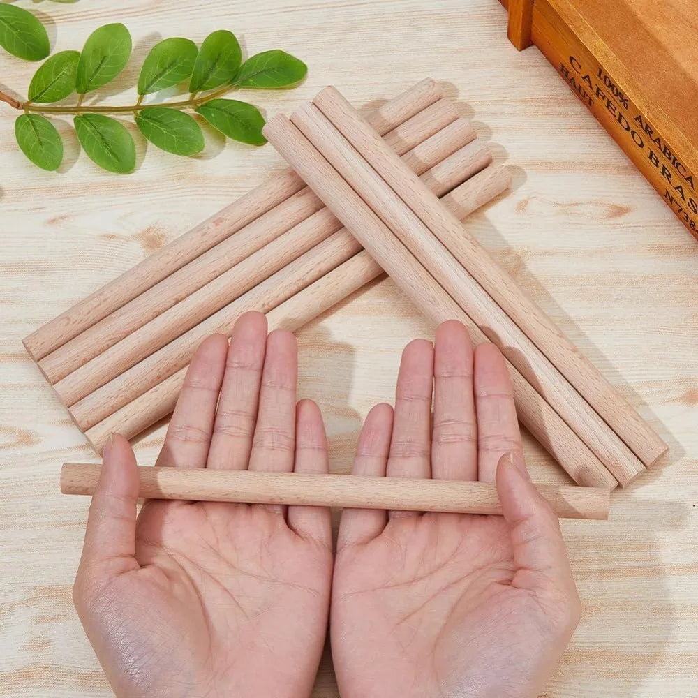 12 Pcs Unfinished Beech Wood Dowel Rods for DIY Crafts Wood Dowel Rods Axl