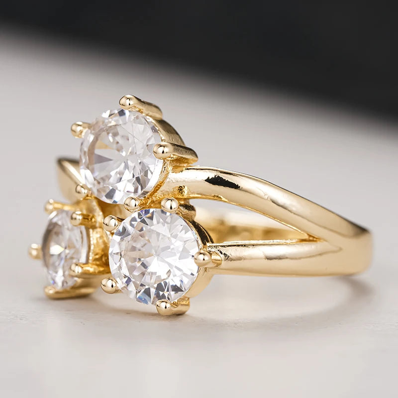 Huitan Triple CZ Ring for Women – Wedding & Engagement Jewelry CZ Fashion Ring Axl