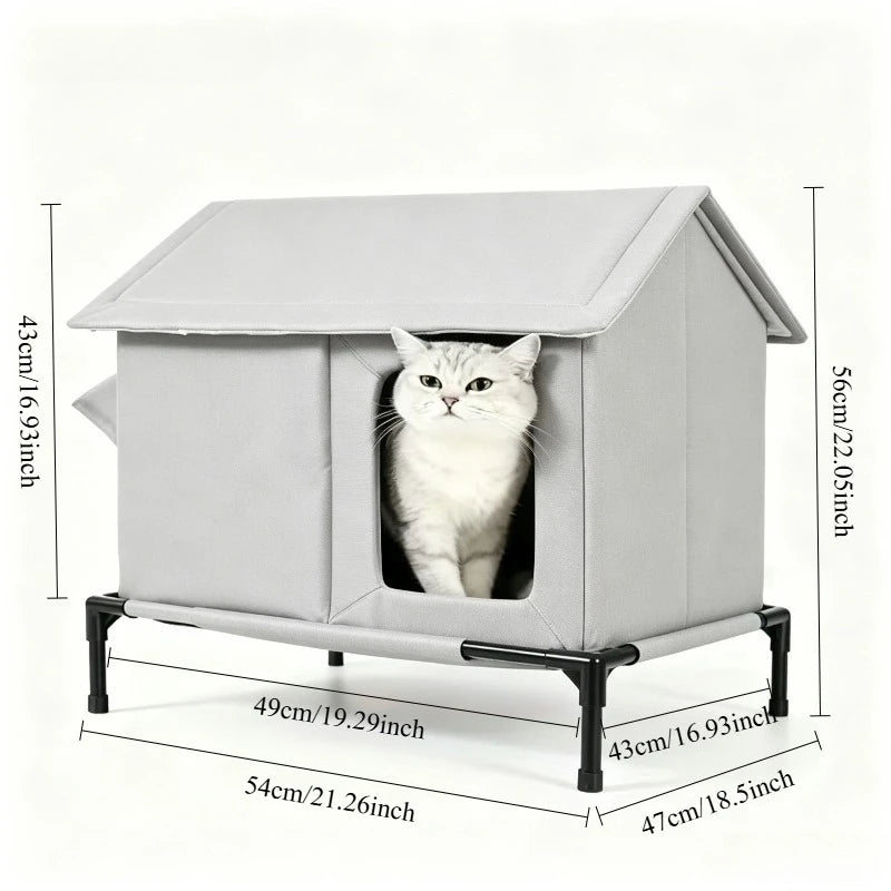Foldable Outdoor Cat Hut with Stand – Cooling Pet House Outdoor Pet House Axl Gray