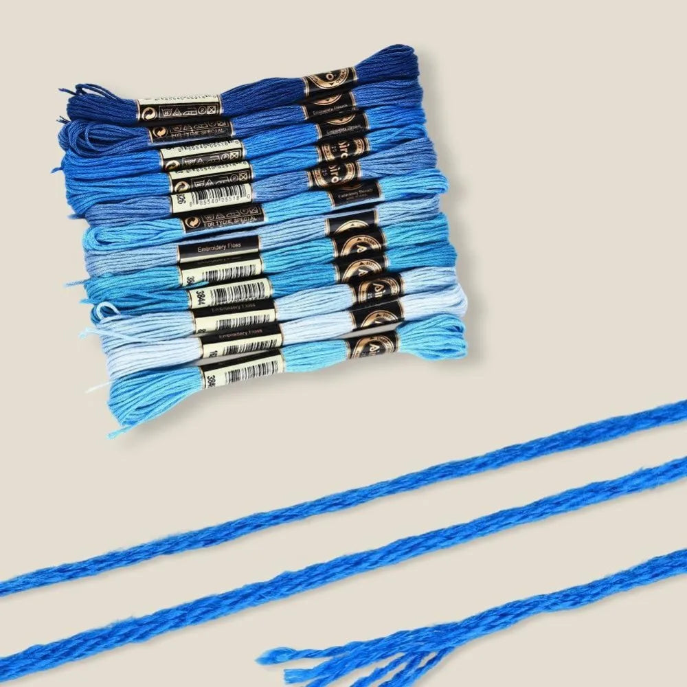 12 Skeins Variegated Blue Embroidery Floss Gradient Thread Set Embroidery Floss Axl