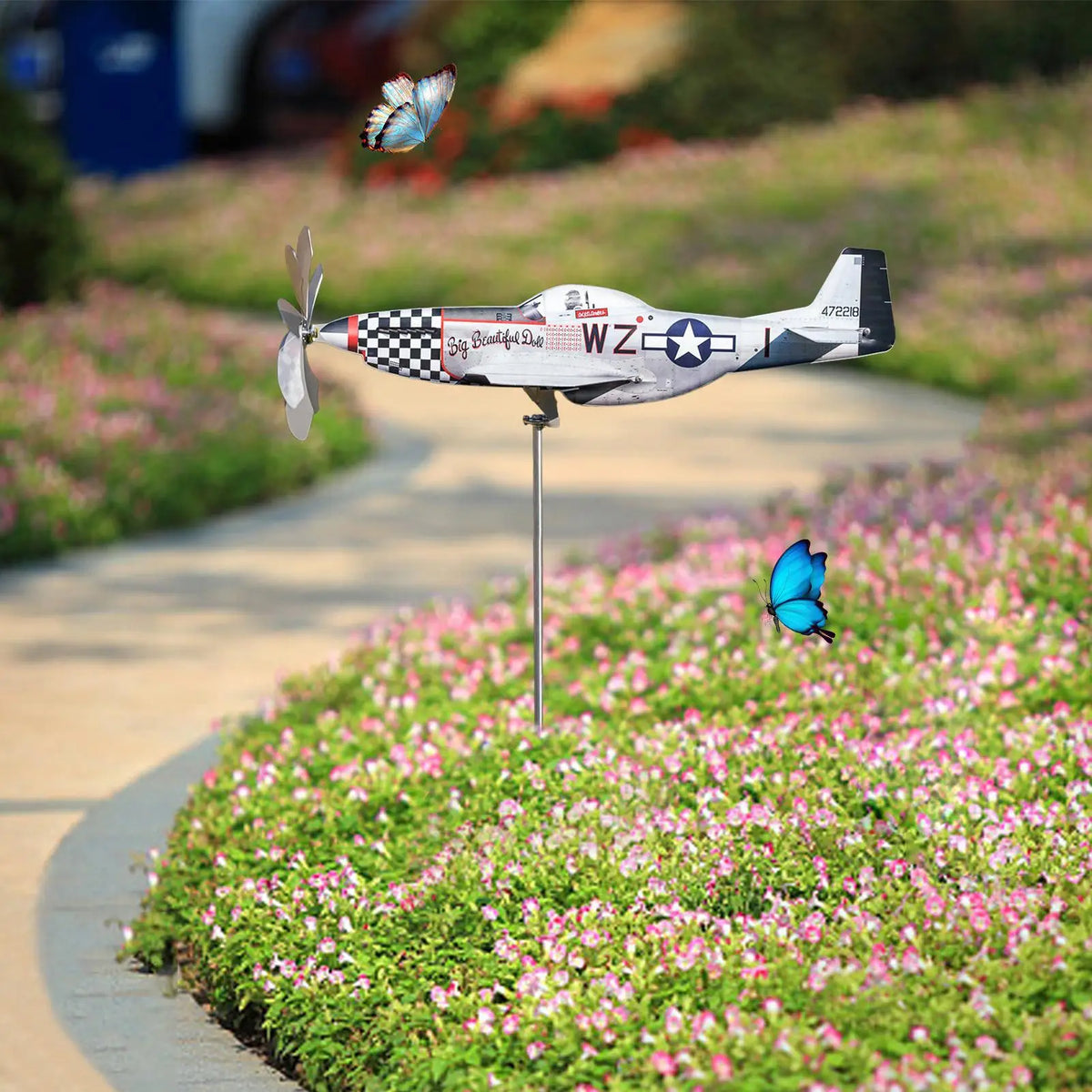 Metal Airplane Wind Spinner – Weather-Resistant Yard Windmill Garden Wind Spinner Axl