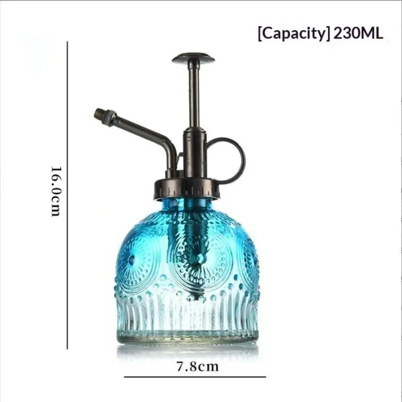 Vintage Glass Plant Mister Spray Bottle – Retro Embossed Design Plant Mister Bottle Axl gray Blue
