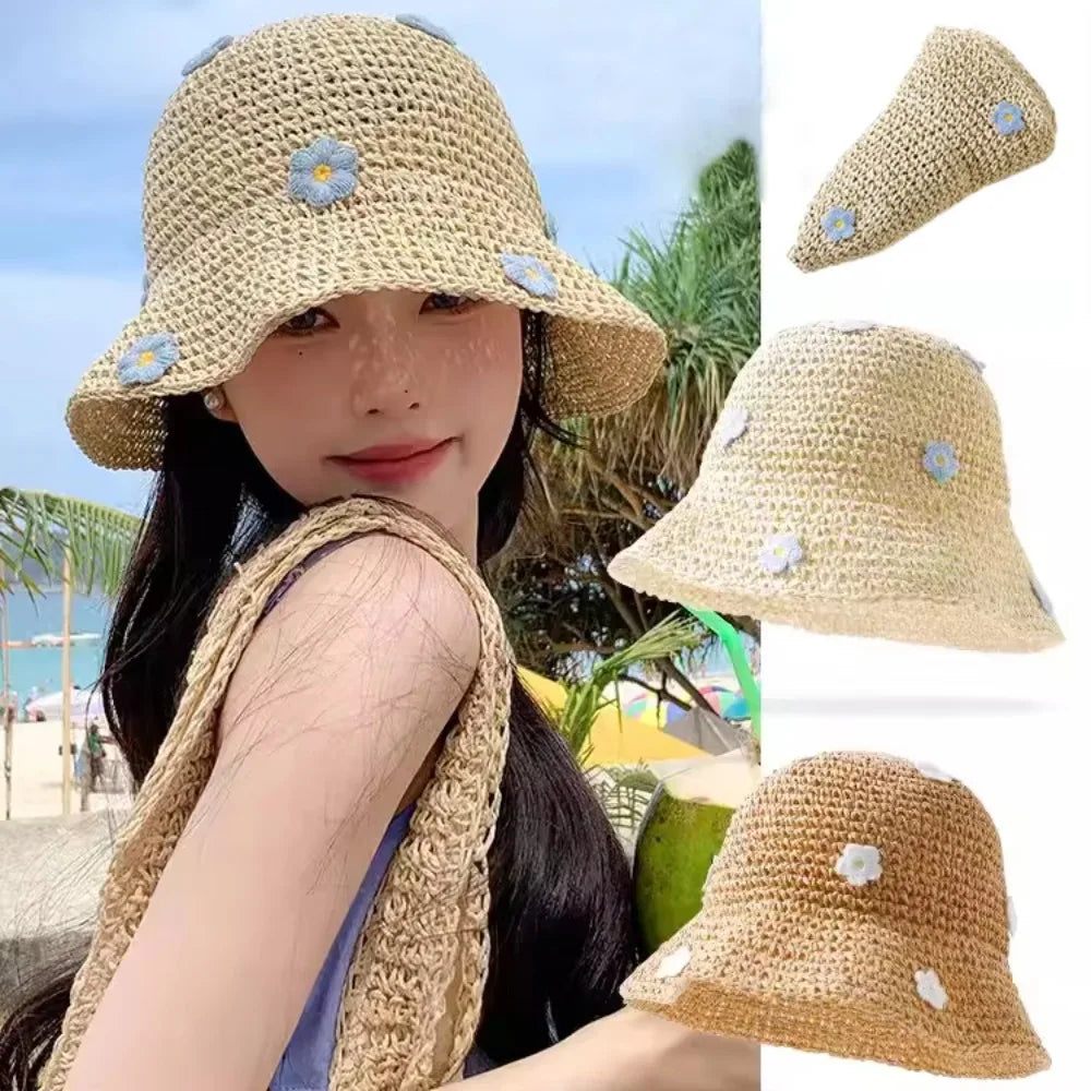Women's Summer Straw Sun Hat – Beach & Travel Panama Cap Straw Sun Hat Axl