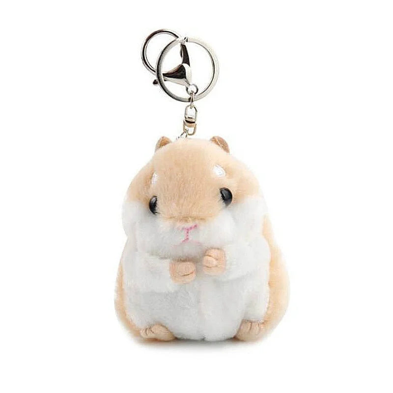 Kawaii Hamster Keychain – Fluffy Faux Fur Pompom Bag Charm Novelty Keychain Axl