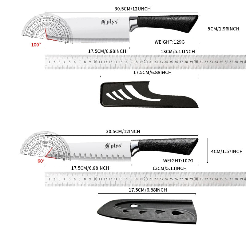 PLYS Kitchen Knife with Sheath | Stainless Steel 17.5cm Kitchen Knife Axl