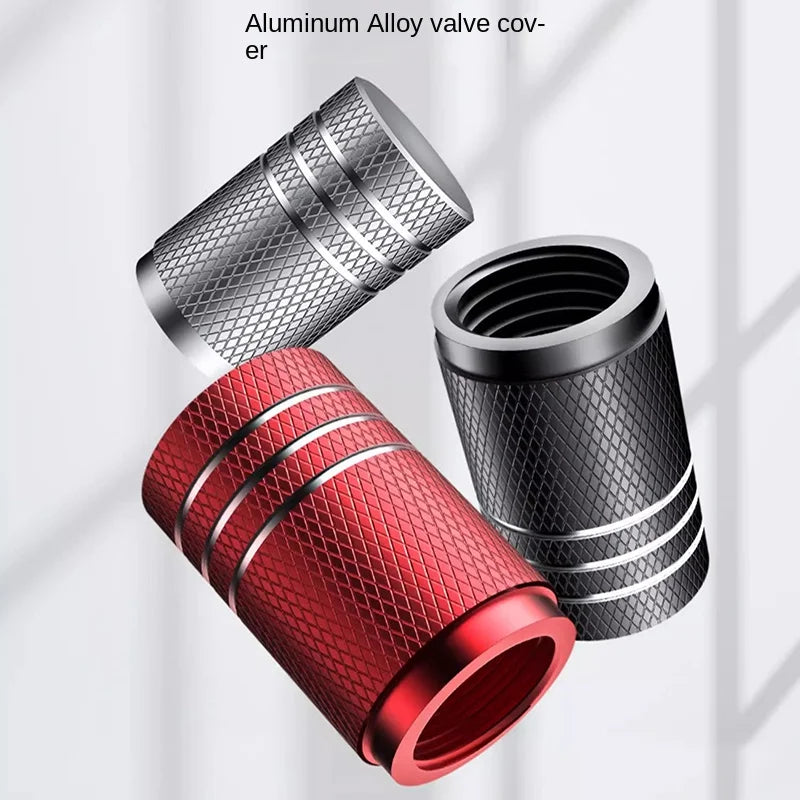 4-Pack Aluminum Knurled Tire Valve Stem Caps – Universal Fit Tire Valve Caps Axl