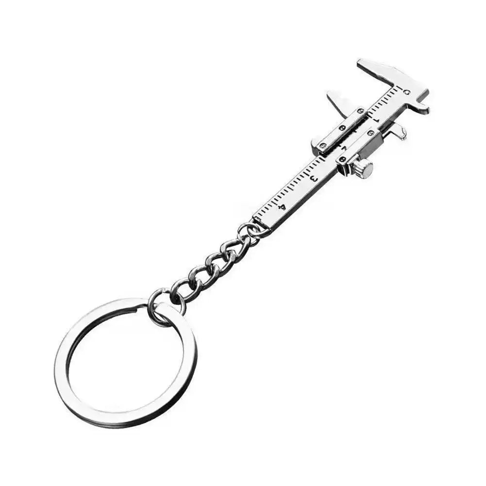 Mini Vernier Caliper Keychain – Stainless Steel Novelty Pendant Novelty Keychain Axl Silver