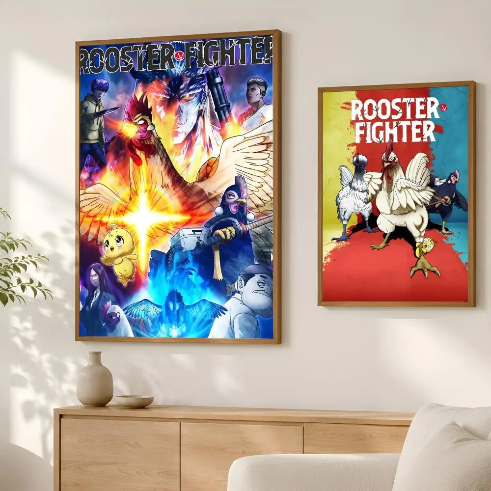 Anime Rooster Fighter HD PVC Self-Stick Wall Art Poster Wall Art Poster Axl