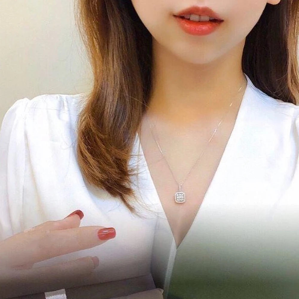 Huitan Square CZ Pendant Necklace – Silver Fashion Jewelry Pendant Necklace Axl