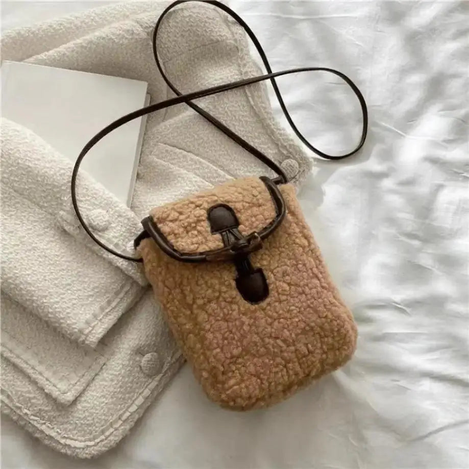Women's Plush Crossbody Bag – Fuzzy Small Square Shoulder Bag Crossbody Shoulder Bag Axl