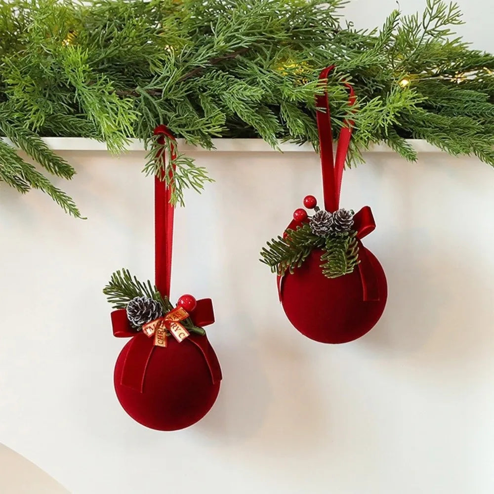 Flocked Velvet Christmas Bell Ornament | Reusable Xmas Tree Pendant Christmas Ornament Axl