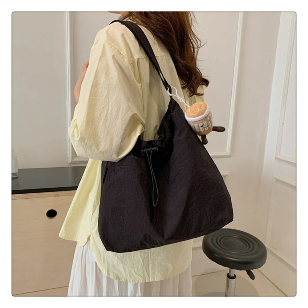 Women's Nylon Drawstring Tote – Waterproof Crossbody Bucket Bag Drawstring Bucket Bag Axl