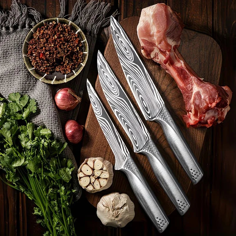 PLYS Damascus Chef Knife – Stainless Steel Boning & Meat Slicer Chef's Knife Axl 3PCS