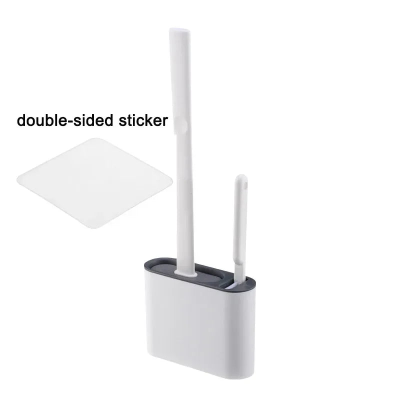 Wall Mount Silicone Toilet Brush & Holder – Long Handle Toilet Brush Set Axl style1 dark grey