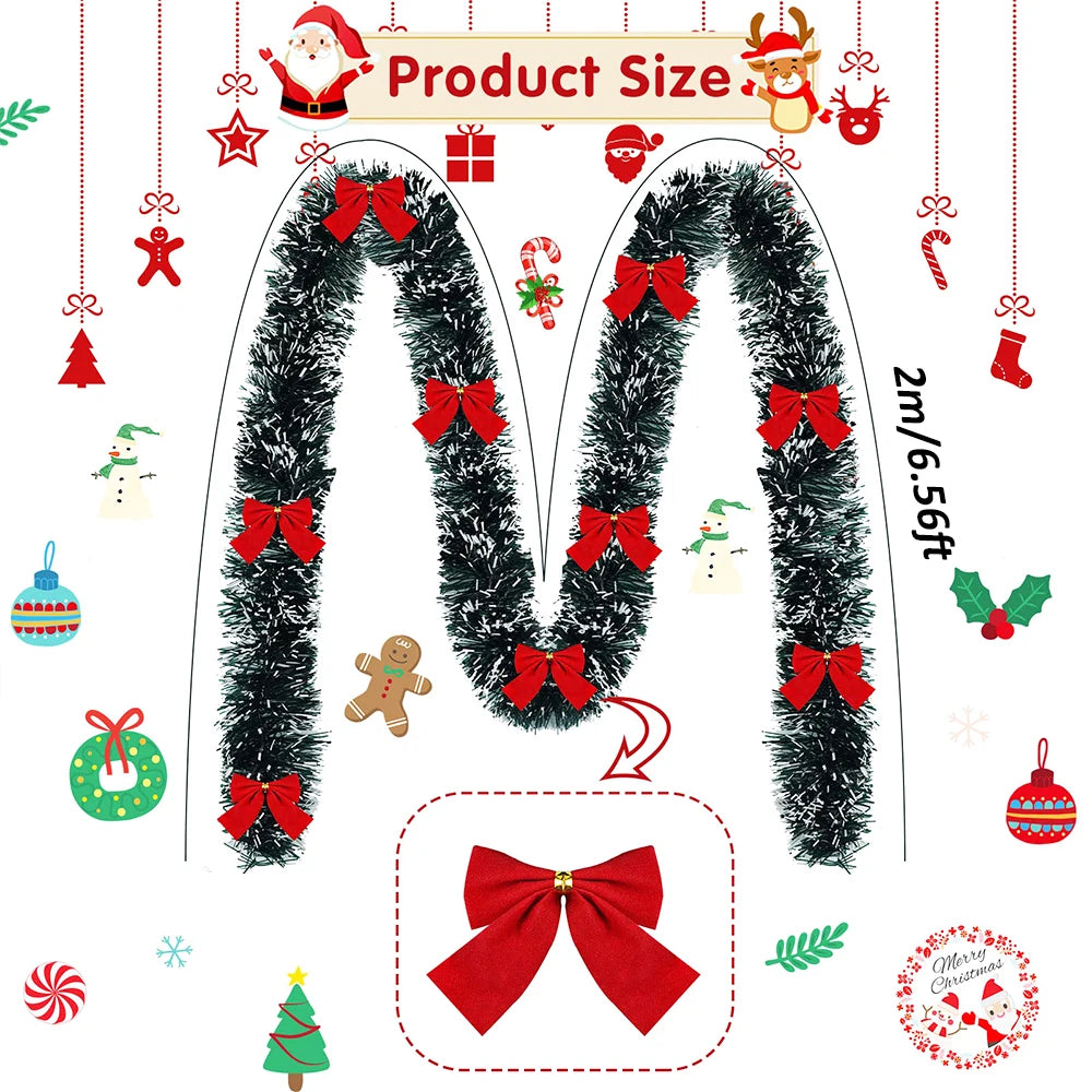 Artificial Christmas Tinsel Garland with Bowknot | Xmas Decor Christmas Tinsel Garland Axl