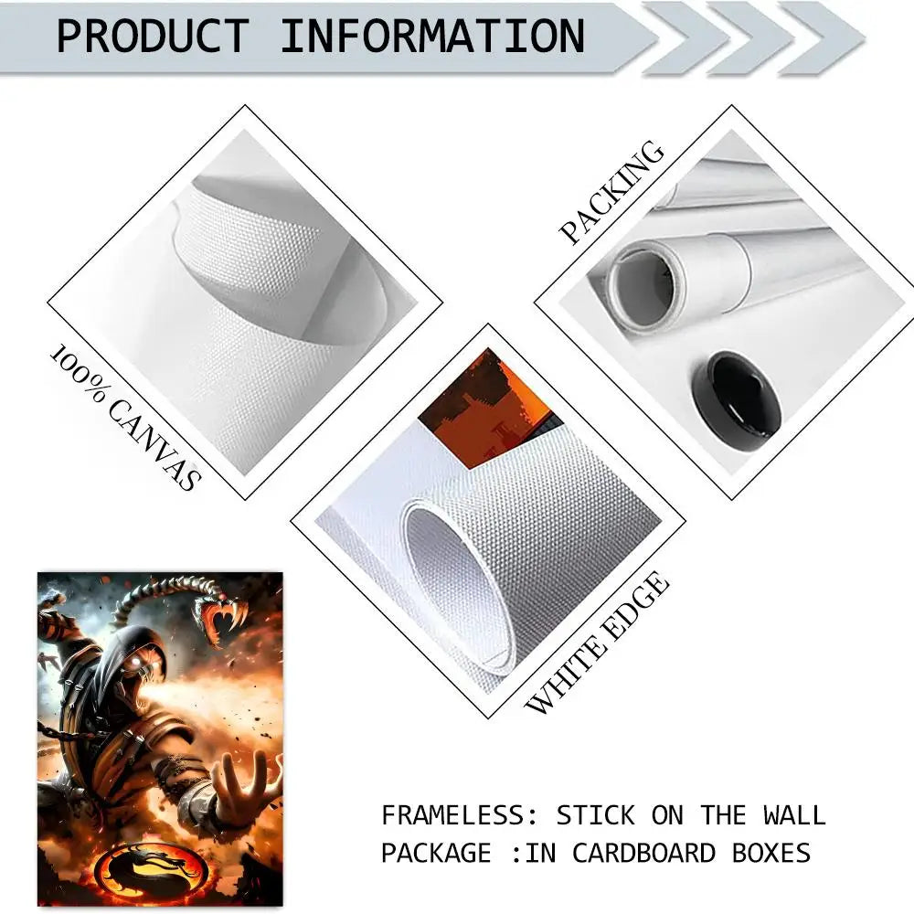 Mortal Kombat Canvas Wall Art Poster | Unframed Gaming Decor Canvas Wall Art Axl