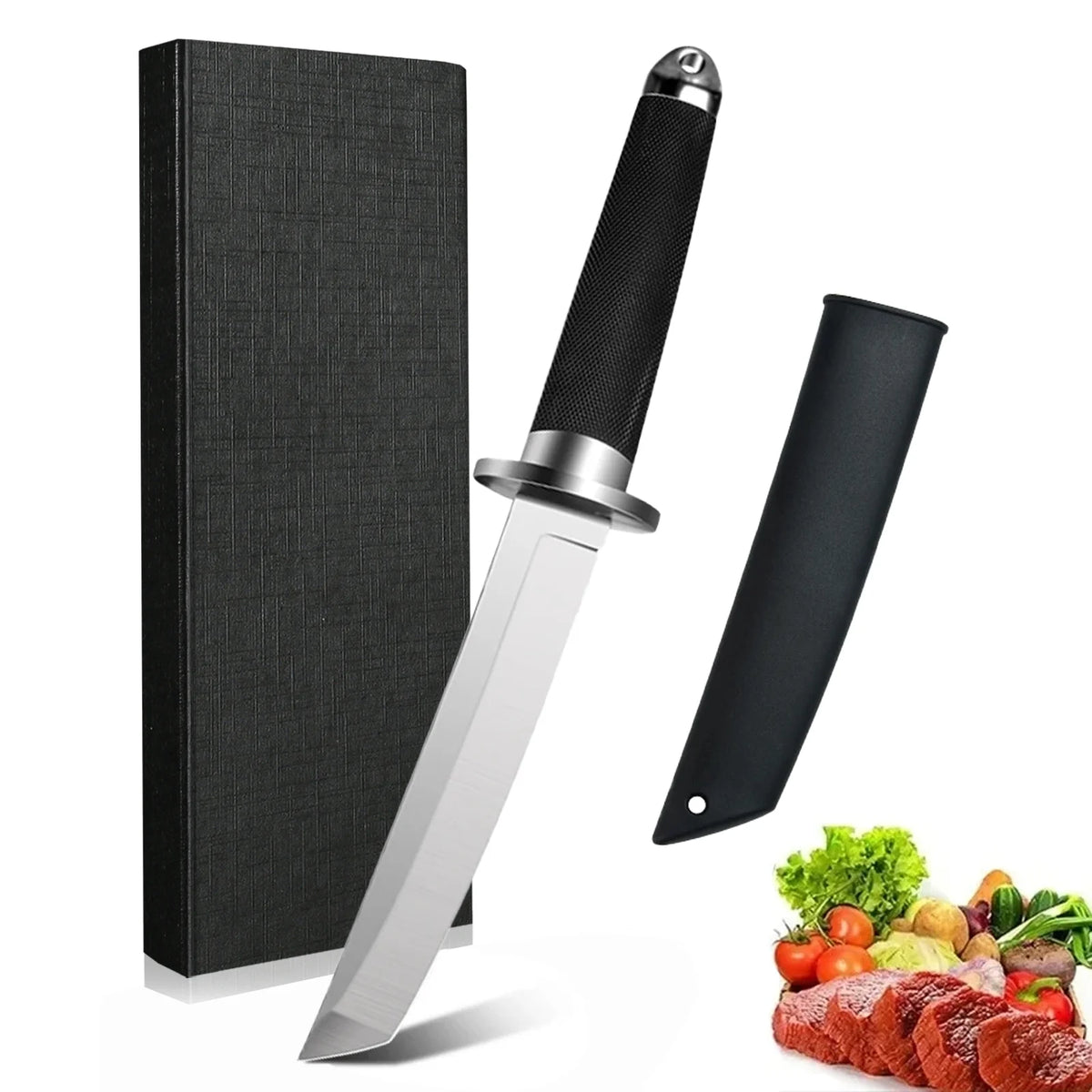 Samurai Kitchen Cleaver Knife with Sheath | 14.6" Stainless Steel Kitchen Cleaver Knife Axl