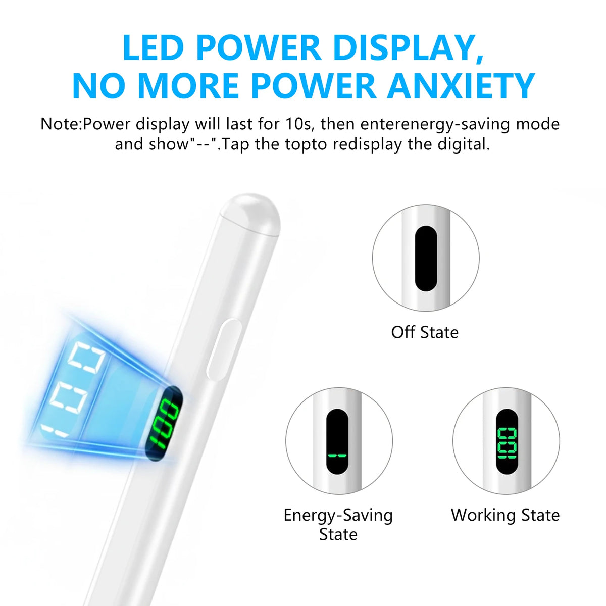 Universal Stylus Pen with LED Display | iPad & Android Tablet Tablet Stylus Pen Axl