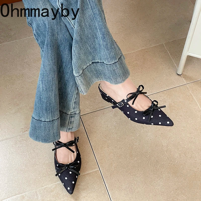 Polka Dot Wedge Mules – Women's Slingback Dress Slides Wedge Mule Slides Axl