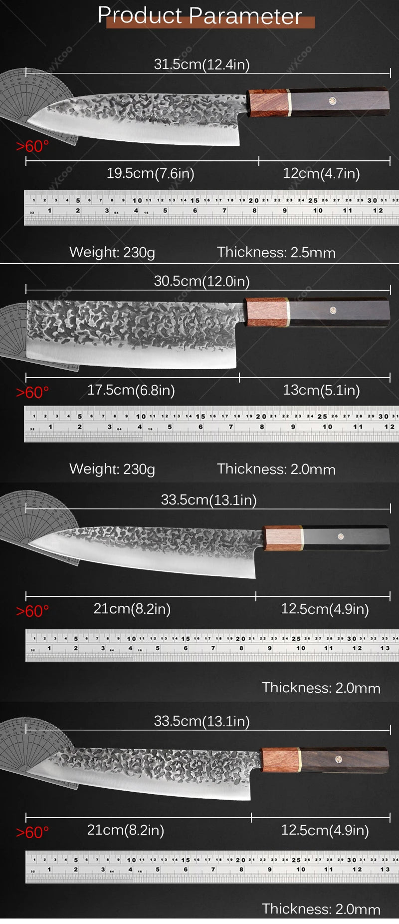 Hand Forged Japanese Chef Knife – Steel Cleaver with Gift Box Chef Knife Axl