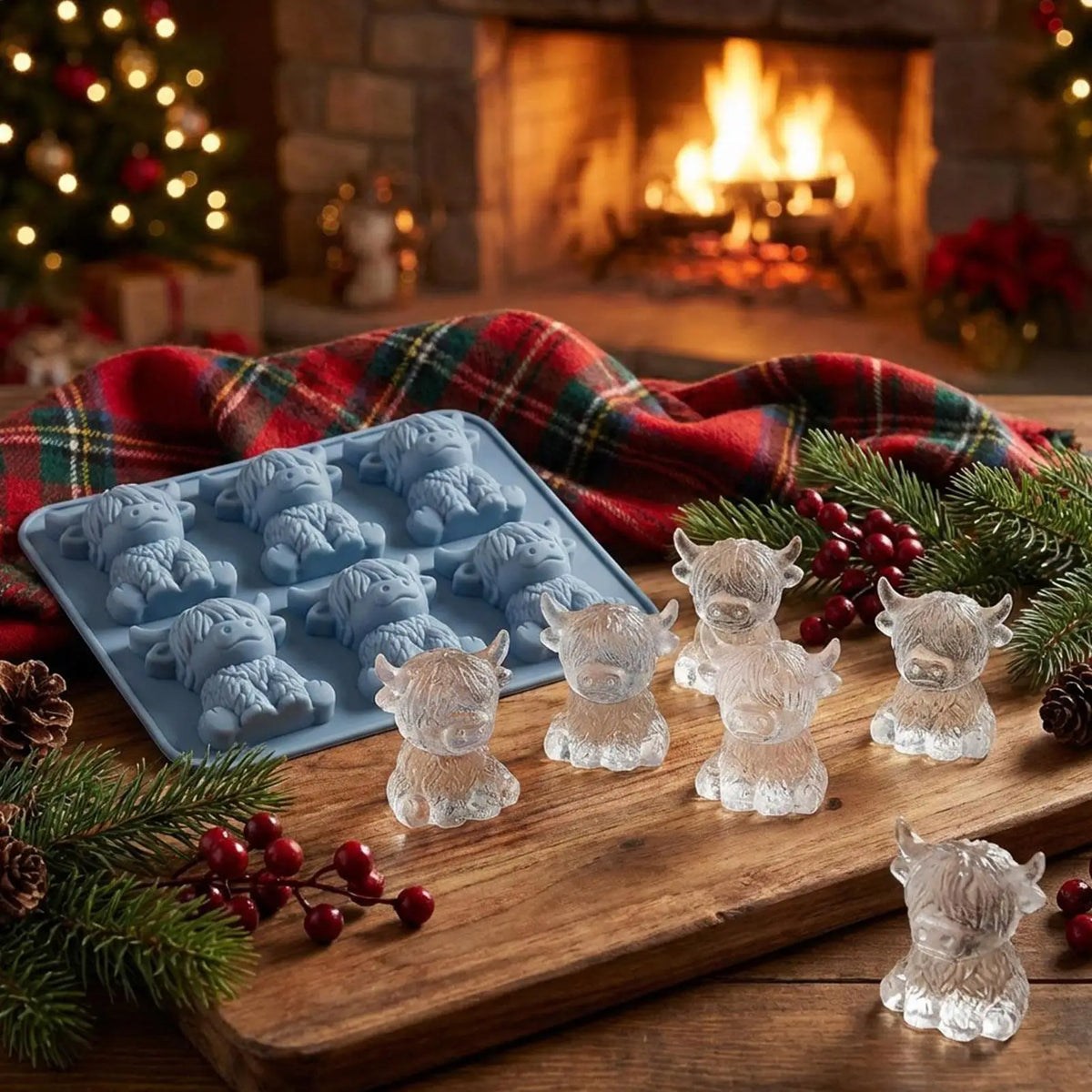 Highland Cow Silicone Ice Mold – 6-Cavity Cute Cow Shape Tray Silicone Ice Mold Axl