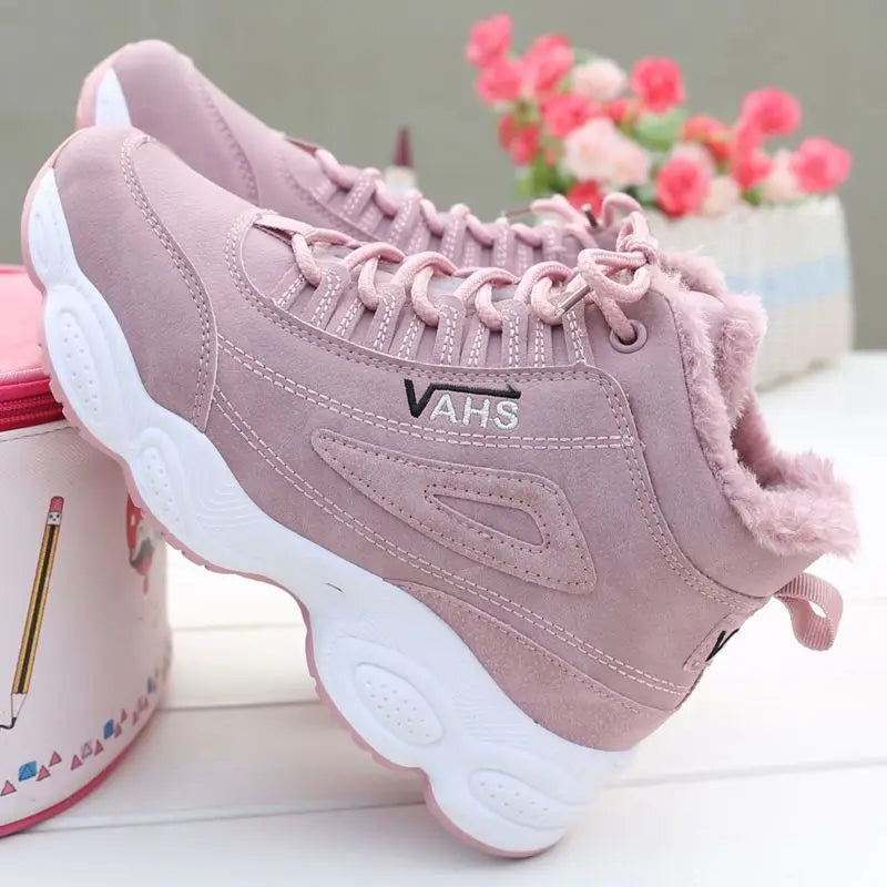 Women's Winter Velvet-Lined Sneakers – Warm Non-Slip Shoes Winter Sneakers Axl Pink 35