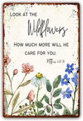 Matthew 6:28 Wildflowers Metal Tin Sign | Scripture Wall Decor Metal Wall Sign Axl aluminum sign aluminum 40x30cm