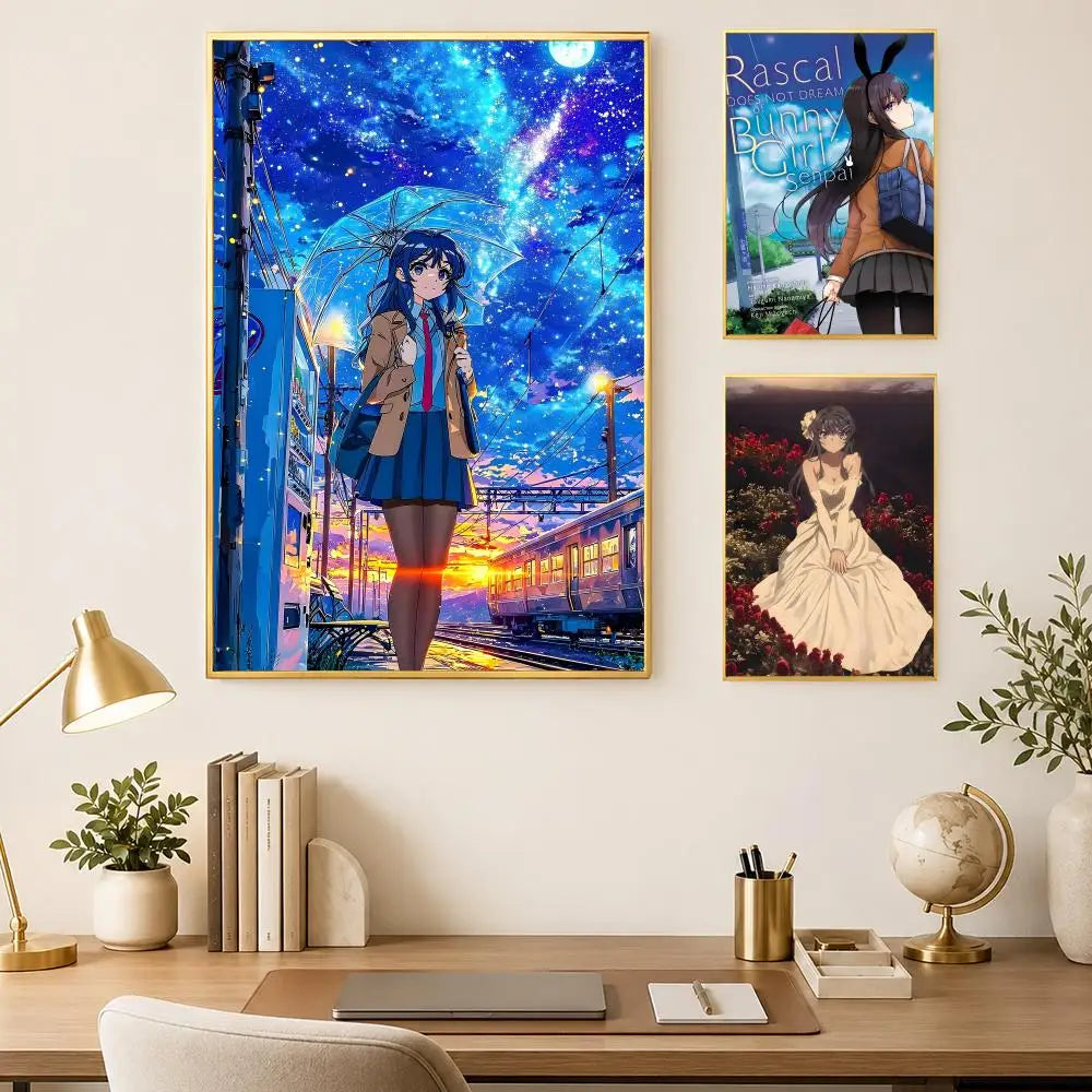 Anime Sakurajima Mai Self-Stick HD Wall Poster | Waterproof Decor Anime Wall Poster Axl
