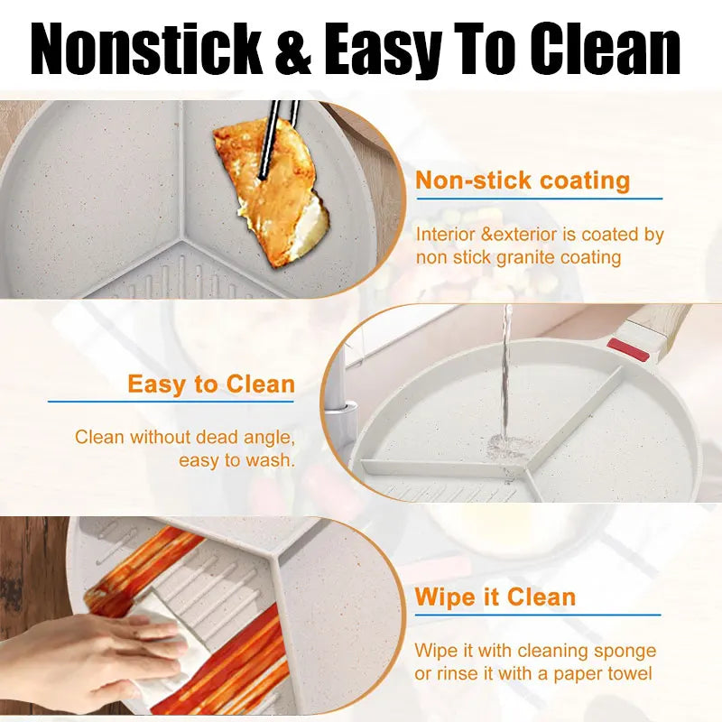 3-in-1 Nonstick Divided Frying Pan – Egg, Omelet & Grill Divided Nonstick Pan Axl