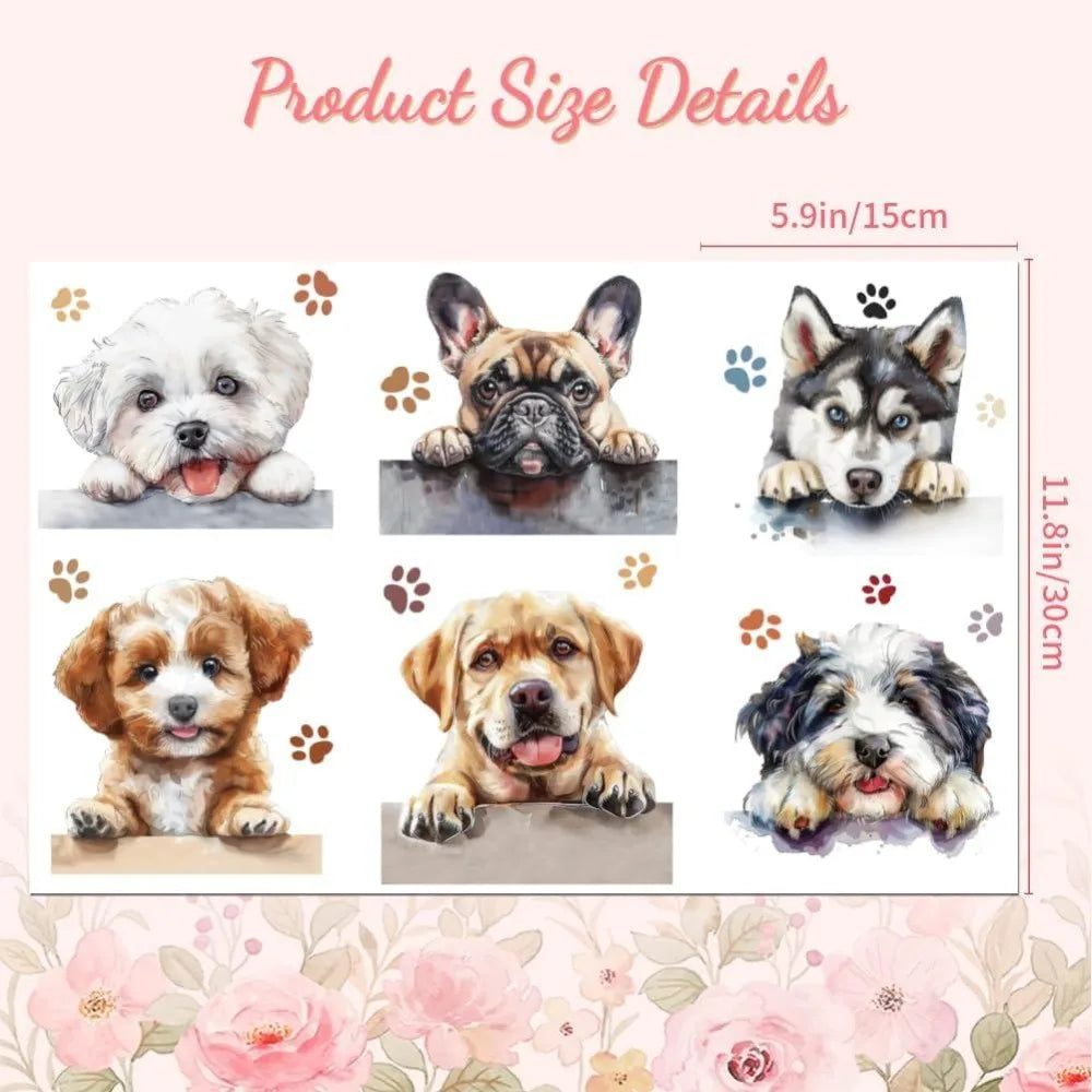 Dog Rub-On Transfer Decals for Furniture & Crafts – 3 Pcs Craft Transfer Decals Axl