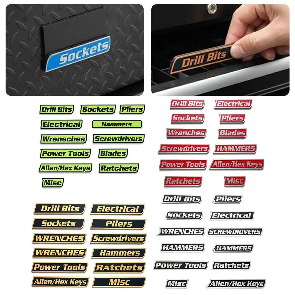 12-Piece Magnetic Toolbox Drawer Labels | 3D Bold Organizer Tool Organizer Labels Axl